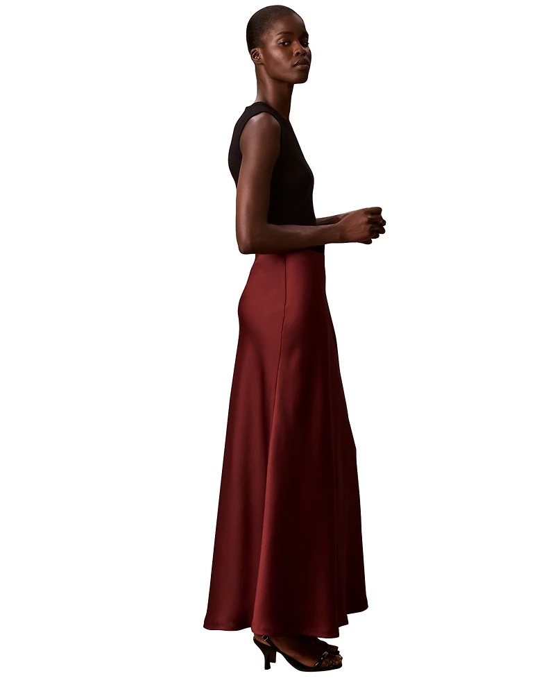 Calvin Klein Women's Pull-On Satin Maxi Skirt