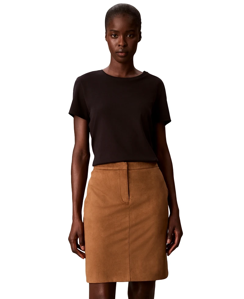Calvin Klein Women's High-Waisted Pencil Faux Suede Skirt with Pockets