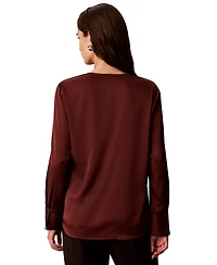 Calvin Klein Women's Matte Satin Long-Sleeve Blouse