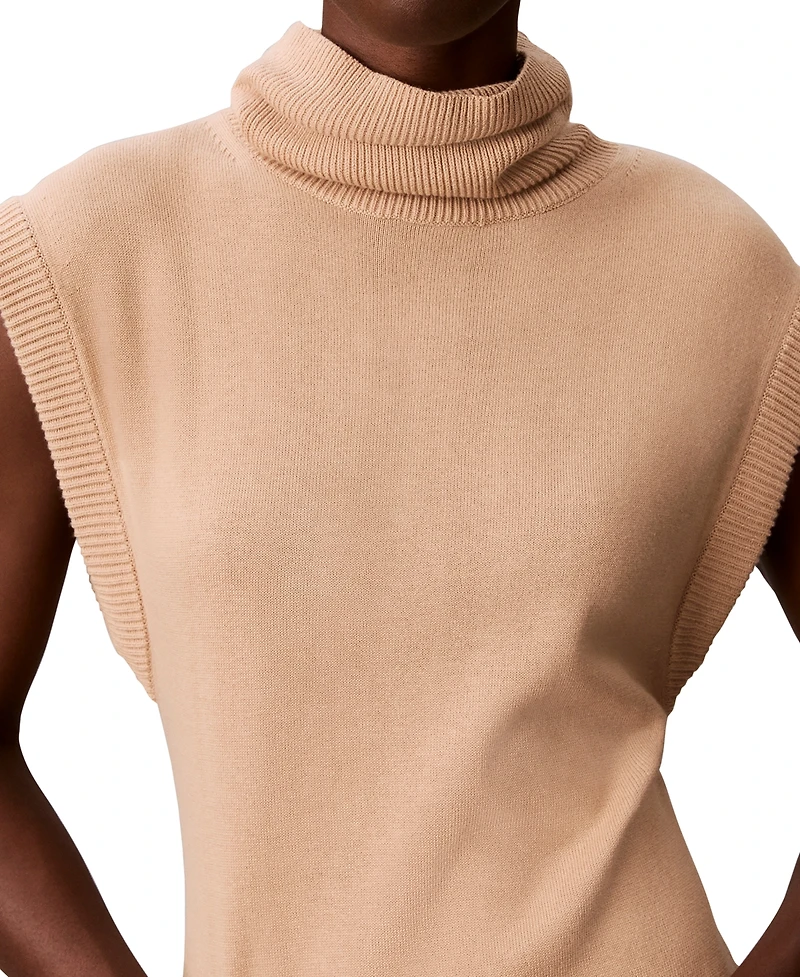 Calvin Klein Women's Mock Neck Sleeveless Midi Sweater Dress