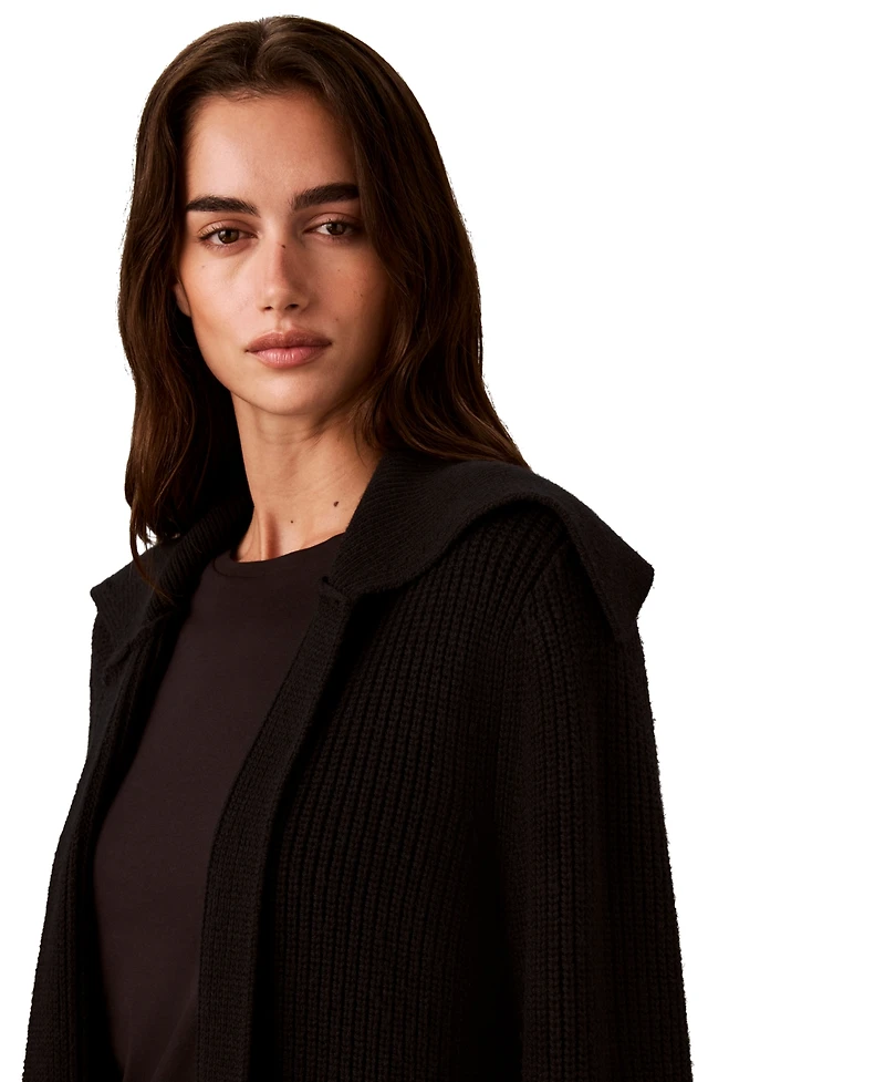 Calvin Klein Women's Open-Front Collared Wool-Blend Cardigan