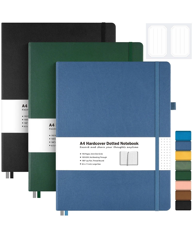 Danrong Hardcover Dotted Journal 3 Pack Thick No Bleed Paper Lay Flat Smooth Writing For Work School