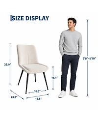 Gaomon Upholstered Dining Chairs Set of 2, Padded Armless Kitchen Side Chairs with Metal Legs, Ergonomic Backrest