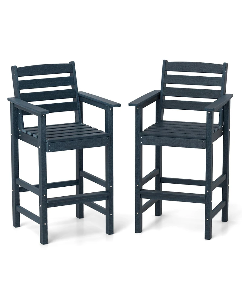 Gouun Hdpe Adirondack Bar Chairs Set of 2 with Wide Armrests