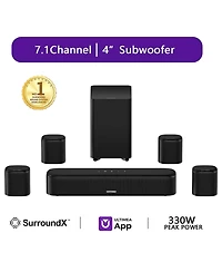 Ultimea Aura A40 7.1ch Virtual Surround Sound Bar with 4 Surround Speakers, 330W, 4" Subwoofer, App Control, Opt/Aux/Bluetooth