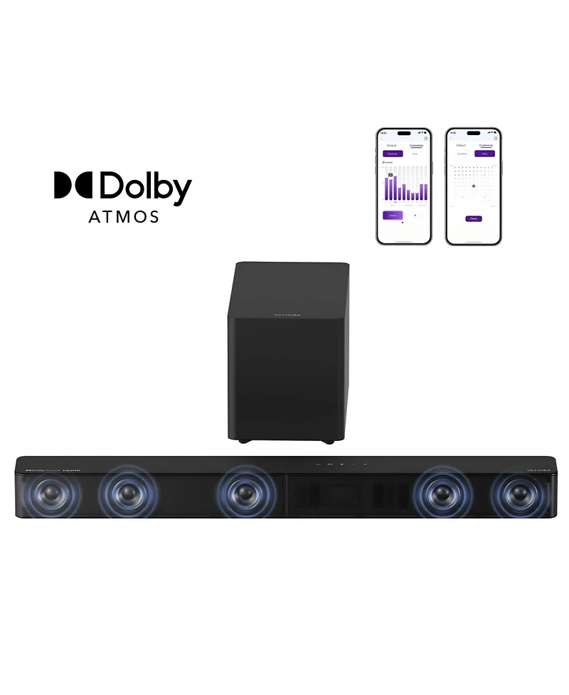 Ultimea Poseidon M60 Boom 5.1ch Dolby Atmos Sound System, 340W Peak Power, 5 Full-Range Drivers, Wired Subwoofer