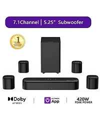 Ultimea 7.1ch Soundbar with Dolby Atmos for Tv, Surround Sound System with 5.25" Subwoofer, VoiceMX, BassMX, 4 Surround Speakers, 420W Peak Power, Hdm