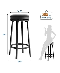 Gaomon Swivel Bar Stools Set of 4, Modern Backless Counter Bar Chairs with Pu Leather Padded Round Seat, Footrest for Kitchen Island Home Bar Cafe.