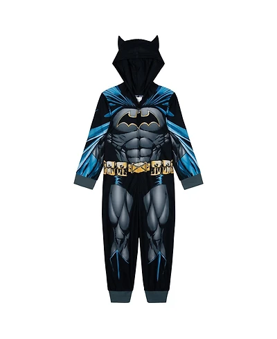 Justice League Batman Toddler Boys' Cosplay Hooded One Piece Pajama