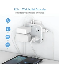 Tessan Wall Outlet Extender with 8 Ac Outlets and 4 Usb Ports