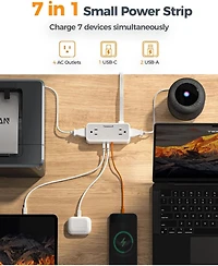 Tessan 5-Foot Surge Protection Power Strip with 4 Ac Outlets and 3 Usb Ports for Compatible North American Plugs