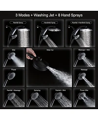 Cyqbd 1.8 Gallons Rain Shower Head With Handheld 9 Sprays Power Jets