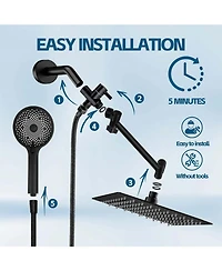 Cyqbd 10" Rain Shower Head With Handheld Spray Extension Arm Hose Set