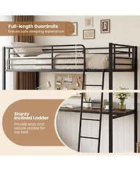 Sugift Twin Loft Bed with Desk Shelves and Charging Station for Kids and Adults