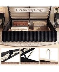 Sugift Queen Size Lift-up Storage Bed with Wooden Slat Support