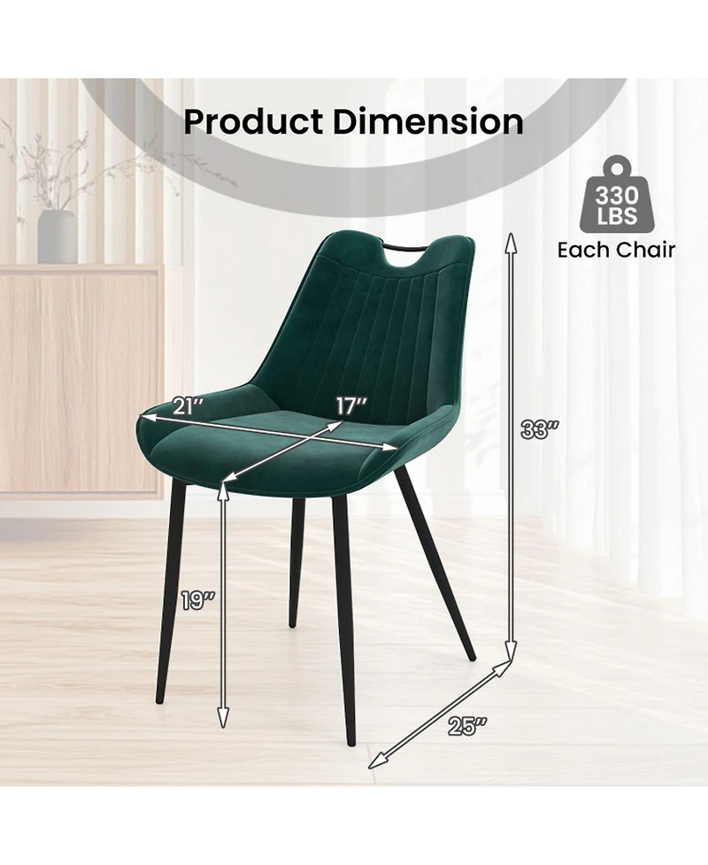 Sugift Set of 4 Faux Leather Upholstered Dining Chairs with Metal Legs for Kitchen