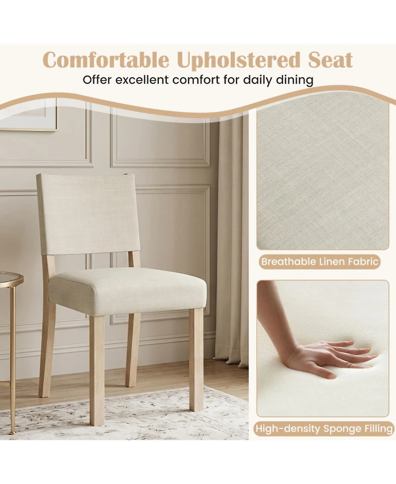 Sugift Set of 2 Upholstered Dining Chairs with Solid Rubber Wood Legs