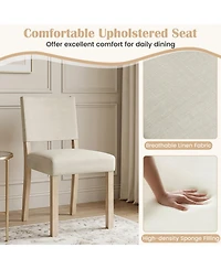 Sugift Set of 2 Upholstered Dining Chairs with Solid Rubber Wood Legs
