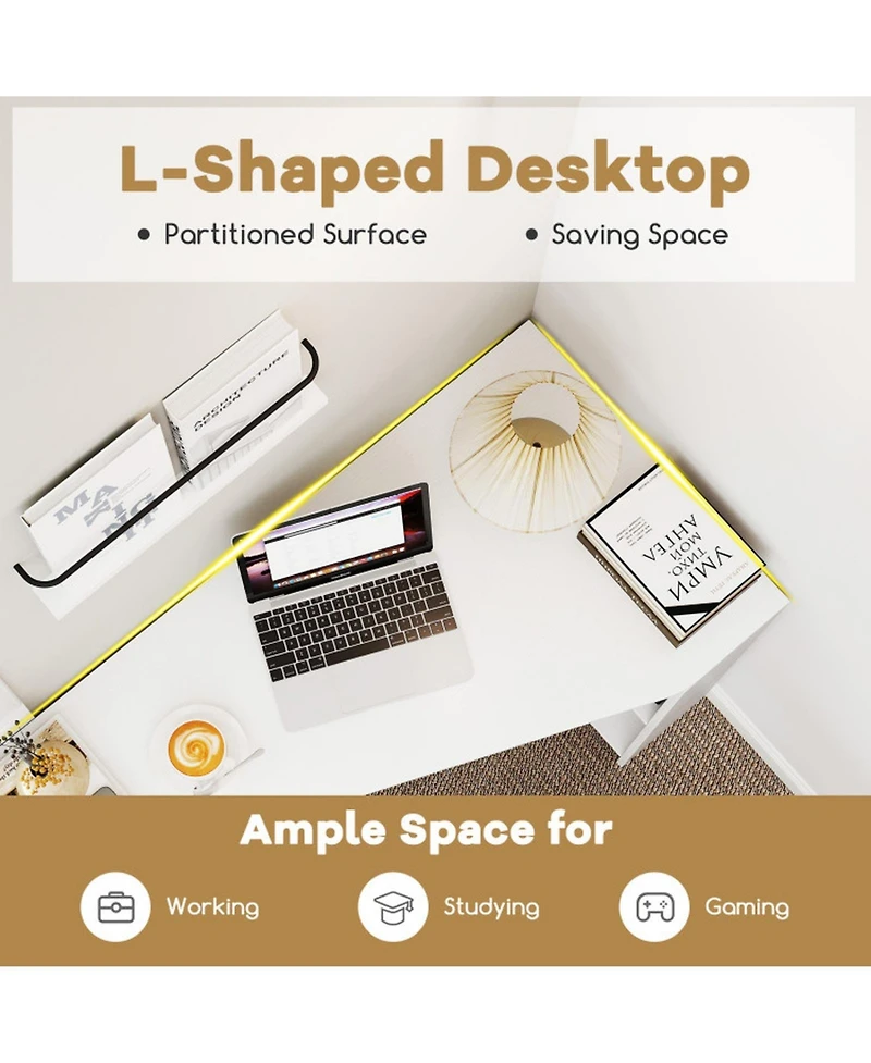 Sugift 48 in L-Shaped Corner Executive Computer Desk with Drawer