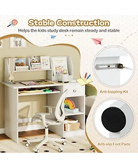 Sugift Kids Study Desk Writing Table with Hutch Drawer Shelves Keyboard Tray 35.5in x 18in x 35.5inch