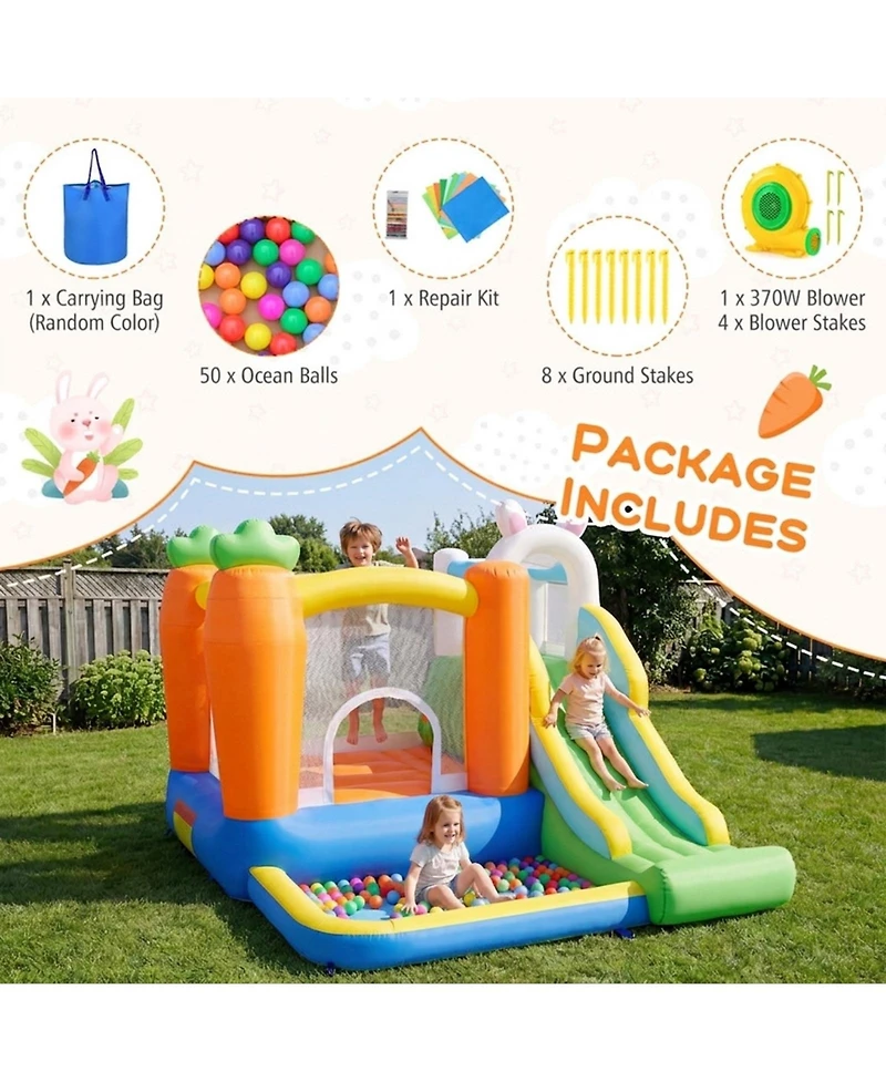Sugift Kids Bounce House with Climbing Wall, Slide & Ball Pit, 370W Blower, Ages 3-12