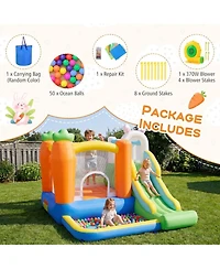 Sugift Kids Bounce House with Climbing Wall, Slide & Ball Pit, 370W Blower, Ages 3-12