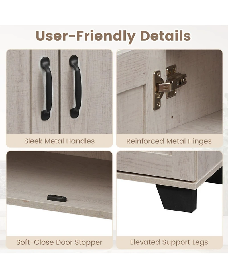 Gouun 3-Door Buffet Sideboard with Adjustable Shelves and Anti-Tipping Kits