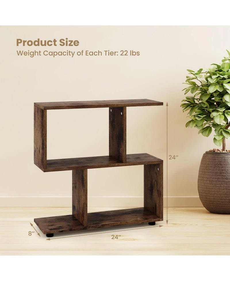 Gouun 24 Inch 3-Tier Geometric Bookshelf with Thick Foot Pads