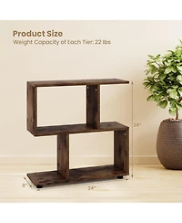 Gouun 24 Inch 3-Tier Geometric Bookshelf with Thick Foot Pads
