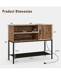 Gouun Buffet Sideboard Coffee Bar Cabinet with Power Outlets and Usb Ports