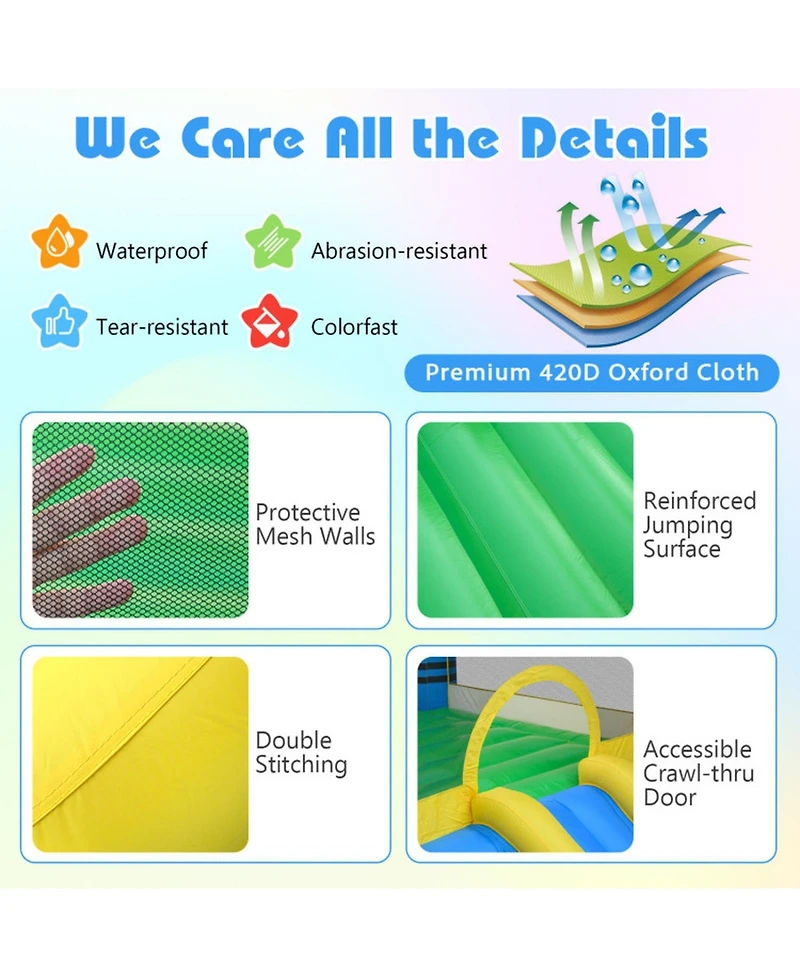 Hongge 2-in-1 Crayon Themed Inflatable Bounce House, Accommodates Up to 2 Children, Ages 3-12
