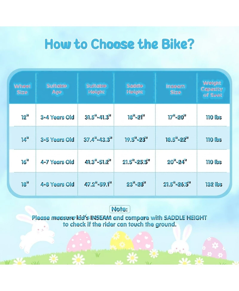 Hongge 14-Inch Girls' Bike with Padded Saddle and Training Wheels, Ages 3-4