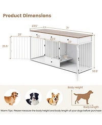 Hongge 71 in Double Dog Crate Tv Stand Featuring 3 Drawers