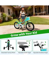 Hongge 18-Inch Kids Bike with Training Wheels and Front Basket, 132 lbs Capacity, Ages 4-8