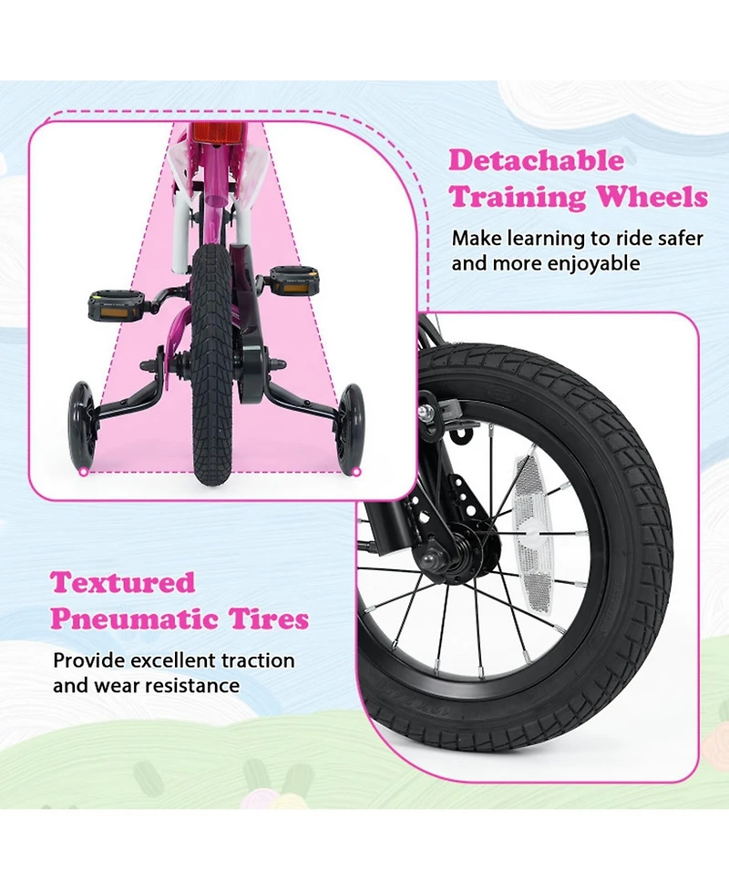 Hongge 12-Inch Motorcycle-Inspired Kids Bike with Hand Brake, Ages 3-4