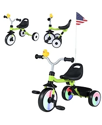 Hongge Toddler Tricycle with Adjustable Seat, Removable Pedals and Led Wheels, Ages 1-3