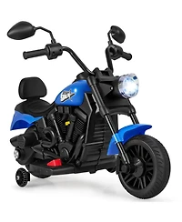 Hongge 6V Kids Ride-On Motorcycle with Led Headlights, Music & Training Wheels, 66-lb. Capacity, Ages 18 Months+