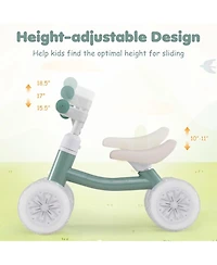 Hongge Baby Balance Bike with Light-Up Wheels and Adjustable Seat and Handlebar, 55 lb. Capacity, Ages 1-3