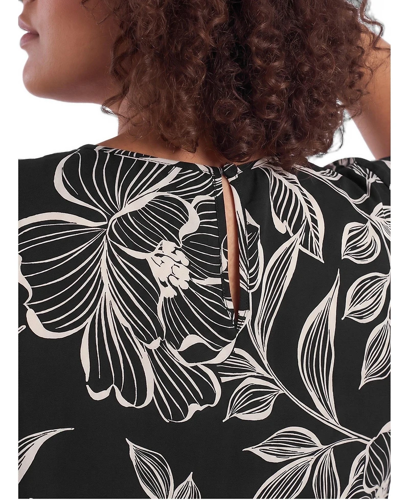 Torrid Plus Abbey Floral-Print Georgette Scoop Neck Blouse