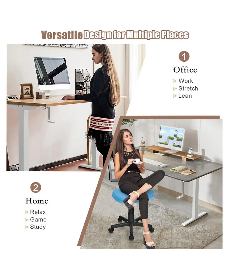Sugift Hand Crank Sit to Stand Desk Frame Height Adjustable 27.6inch-45.3inch Standing Base