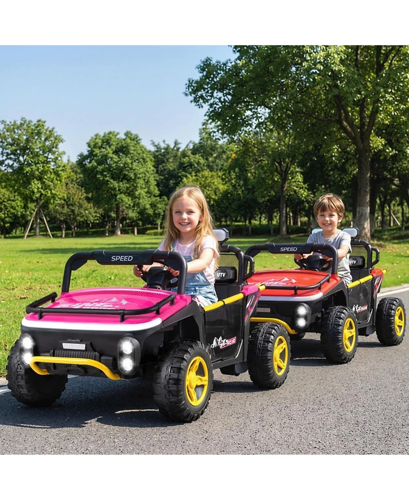 Hongge 24V 2-Seater Remote Control Kids' Ride-On Utv Truck, 88 lbs Capacity, Ages 3-7