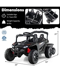 Hongge 12V Kids Ride-On Tractor with Detachable Trailer Parent Remote and Led Lights