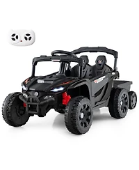Hongge 12V Kids Ride-On Tractor with Detachable Trailer Parent Remote and Led Lights