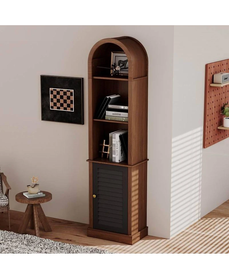 Streamdale Furniture Tall Arched Corner Bookshelf with Shutter Door