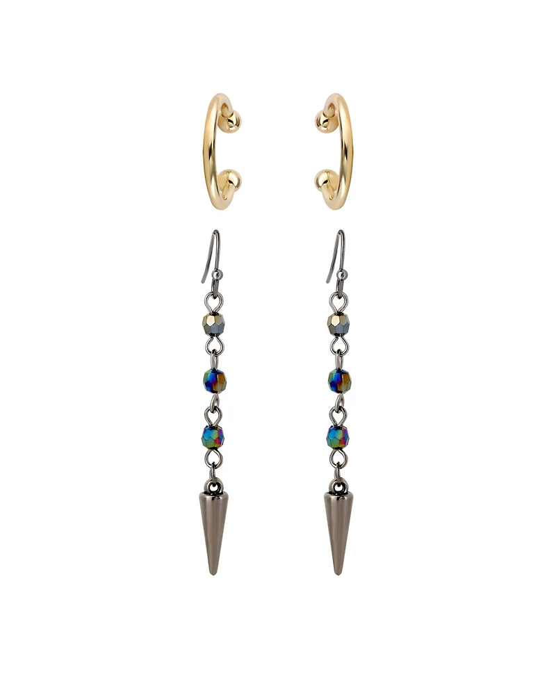 K-Pop Demon Hunters Rumi Ear Cuff and Drop Earrings Set Official License, Gold-Tone Cuffs and Black Earrings