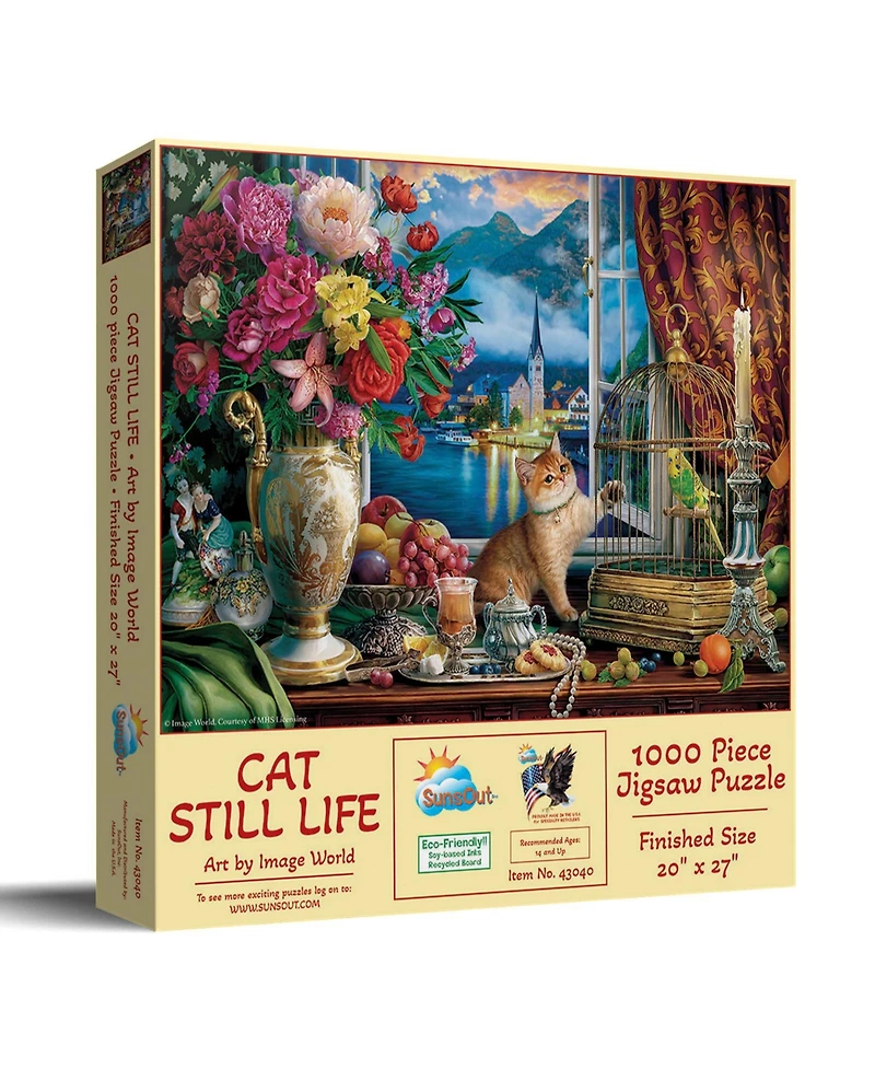 SunsOut Cat Still Life Interlocking 1000-Piece Jigsaw Puzzle, Ages 15+