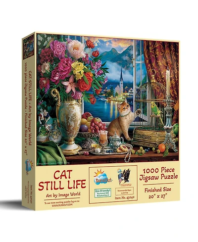 SunsOut Cat Still Life Interlocking 1000-Piece Jigsaw Puzzle, Ages 15+
