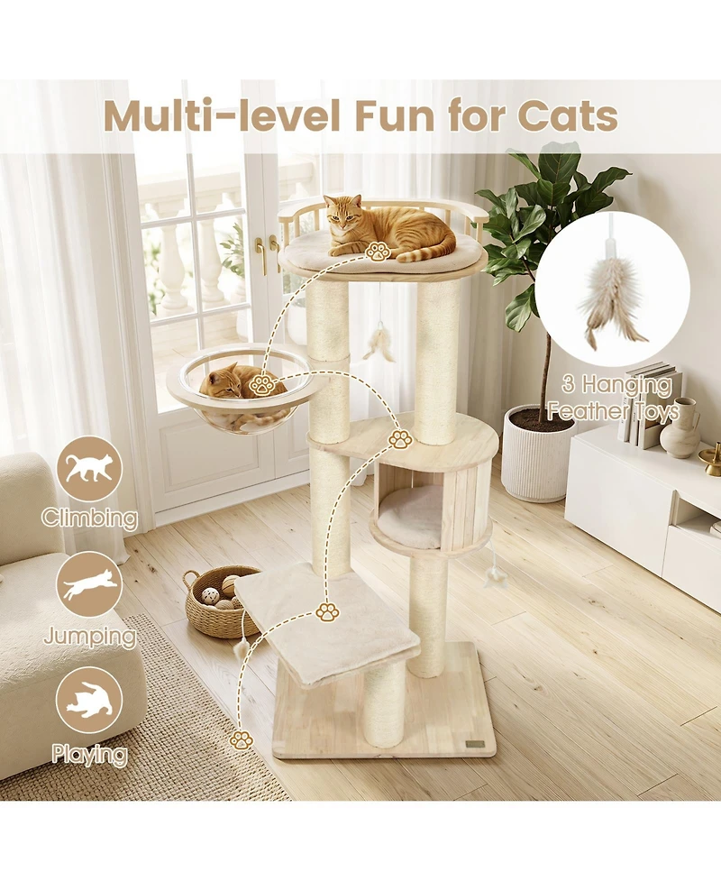Gymax Cat Tree Multi-level Climbing Tower with Top Perch and Condo Space Capsule