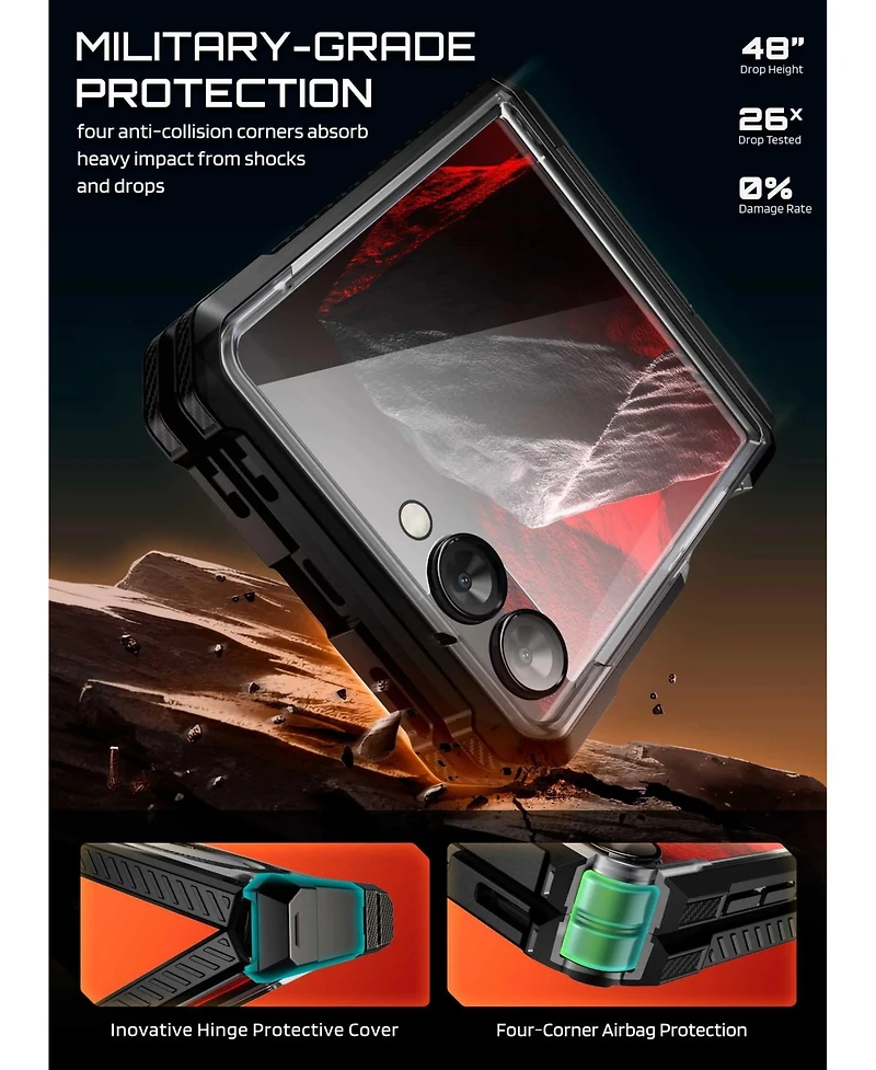 Supcase Ub Grip MagSafe Case for Samsung Galaxy Z Flip 8 with Kickstand and Front Screen Protector