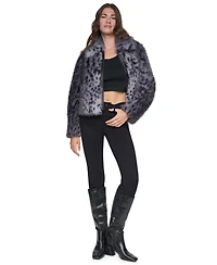 Dkny Women's Long-Sleeve Faux Fur Animal Print Jacket